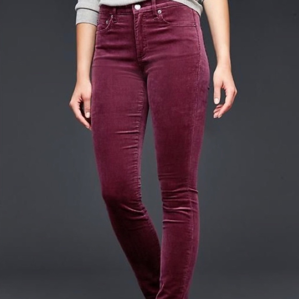 Gap Women’s 32 Reg Wine Burgundy Corduroy Modern Skinny Stretch Ankle Pants
